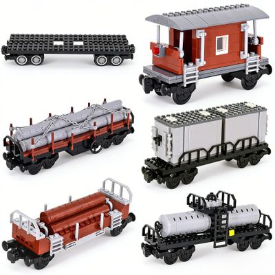 6IN1 City Train Building Block Set, Freight Car Train for Teens and Adults