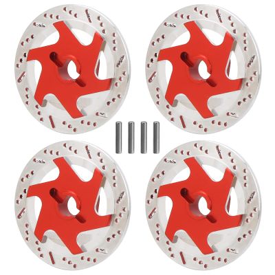 Semme 4pcs Aluminum Alloy CNC Simulated Brake Disc Accessories Universal Fit for 10 RC Car (Red)