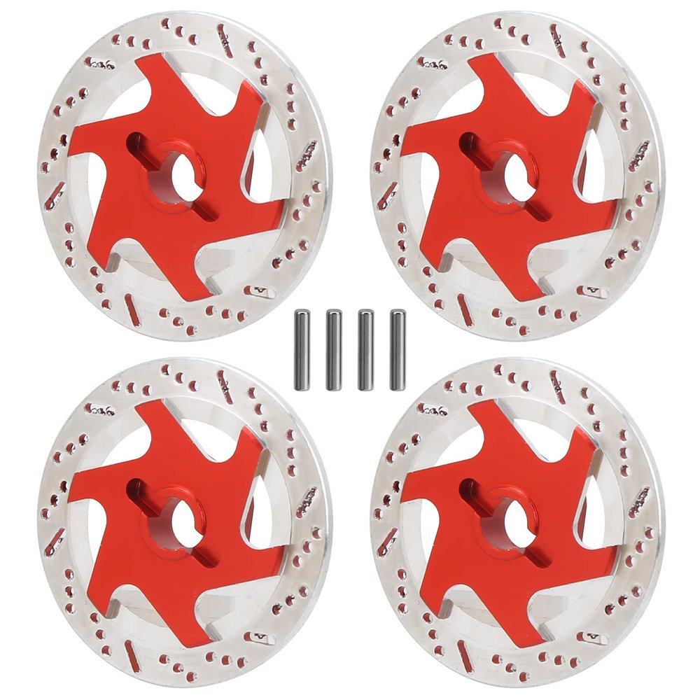 Semme 4pcs Aluminum Alloy CNC Simulated Brake Disc Accessories Universal Fit for 10 RC Car (Red)