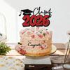 Class of 2026 Cake Topper, Congrats Grad Cake Decor, Congrats 2026 Graduate, High School College Graduation Party Decorations, Black and Red Glitter view 2