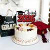 Class of 2026 Cake Topper, Congrats Grad Cake Decor, Congrats 2026 Graduate, High School College Graduation Party Decorations, Black and Red Glitter view 3