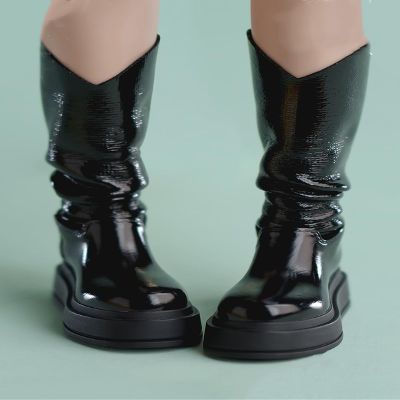 Fremego 1/6 Scale Female Boots,Female Pile Boots Thick Soled Long Boot Dual Purpose Solid Shoes Accessory for 12inch Action Figure Body (Black)