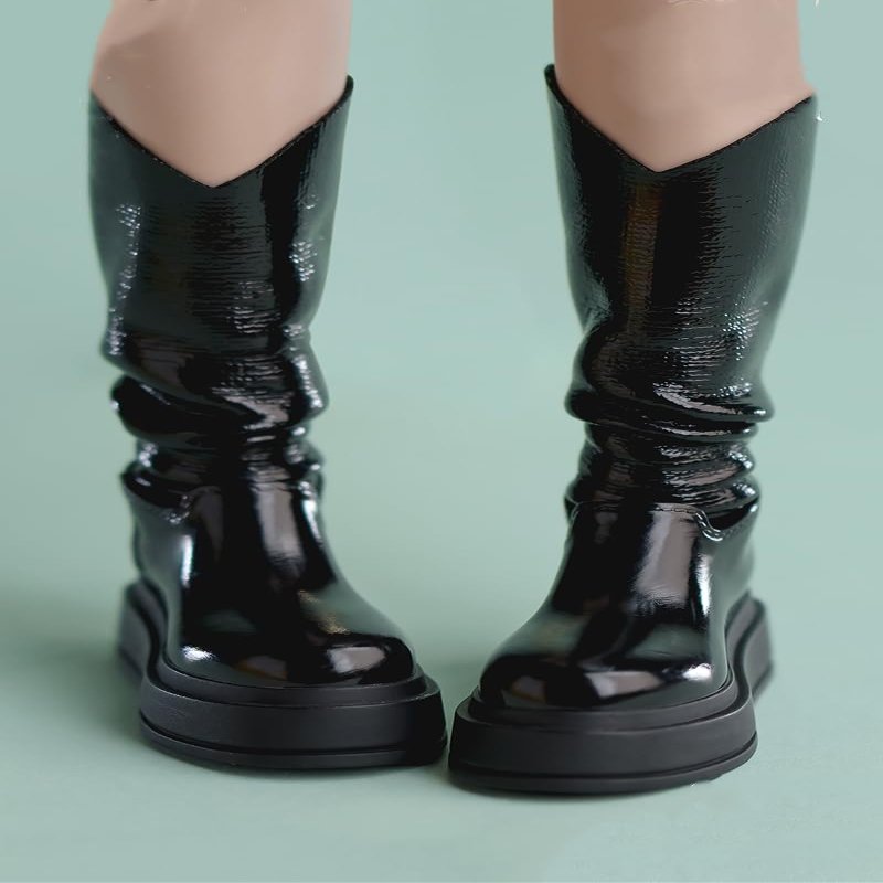 Fremego 1/6 Scale Female Boots,Female Pile Boots Thick Soled Long Boot Dual Purpose Solid Shoes Accessory for 12inch Action Figure Body (Black)