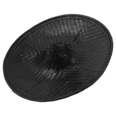 Beavorty Woven Ninja Cosplay Hat, Black Curved Edge 35cm Diameter Asian Farmer Stage Prop, Samurai Dress-up Headwear for Photography and Performance