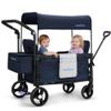 MOMFANN Wagon Stroller for 2 Kids, All-Terrain Foldable Baby Wagon, Blue view 1