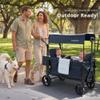MOMFANN Wagon Stroller for 2 Kids, All-Terrain Foldable Baby Wagon, Blue view 2