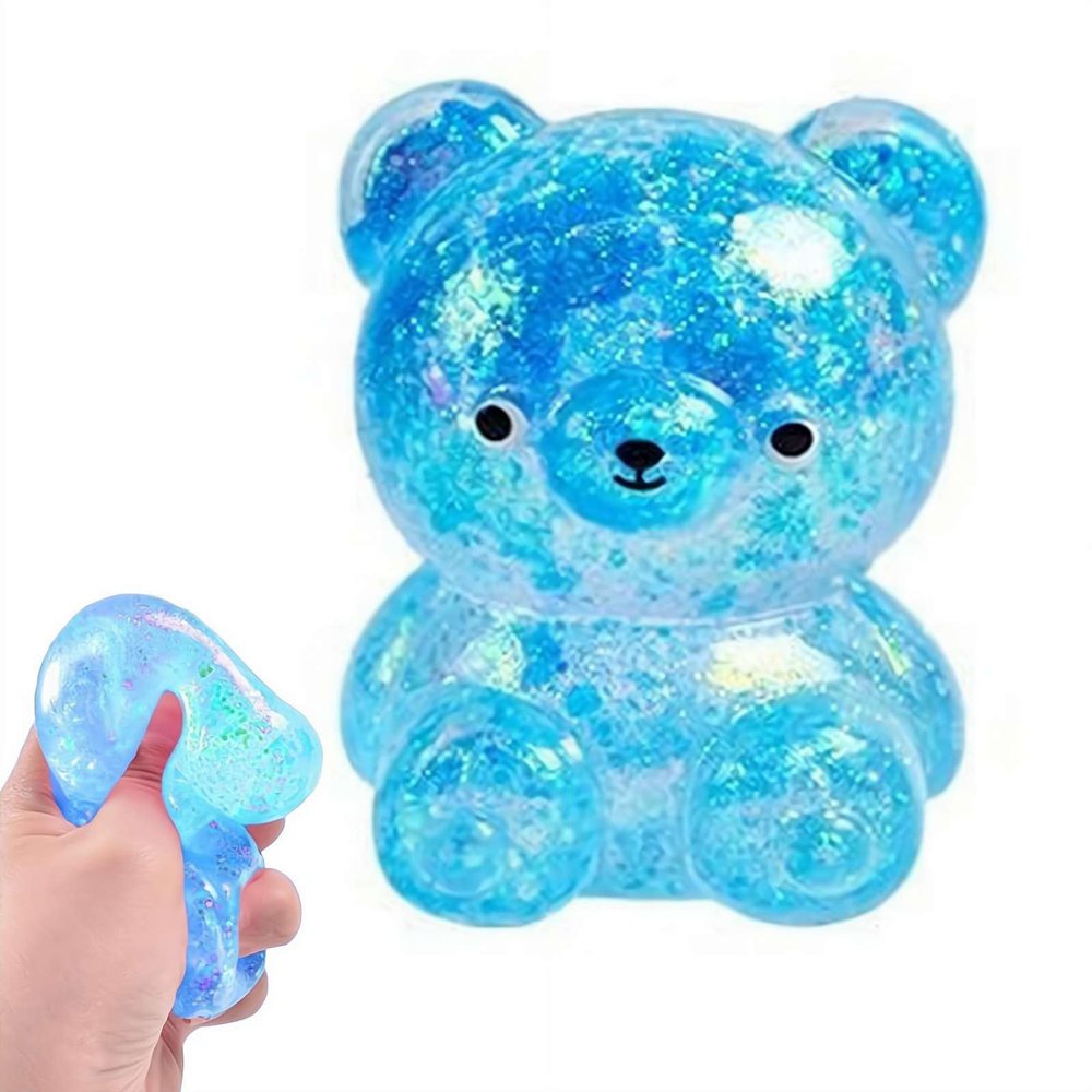 1Pcs Bear Stress Balls for Adults, Sparkly Bear Squishies,Cute Squeeze Stress Ball Stressing Relief Toy for Anxiety Relief, Focus, Relax,Easter Basket Stuffers