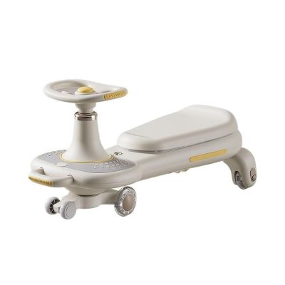 Twist car Wiggle Car with Music Lights Silent Wheels Trailer Anti-Rollover for Boys Girls Ages 3-8 Indoor/Outdoor Toy Ride on Toy(White,Style 4)