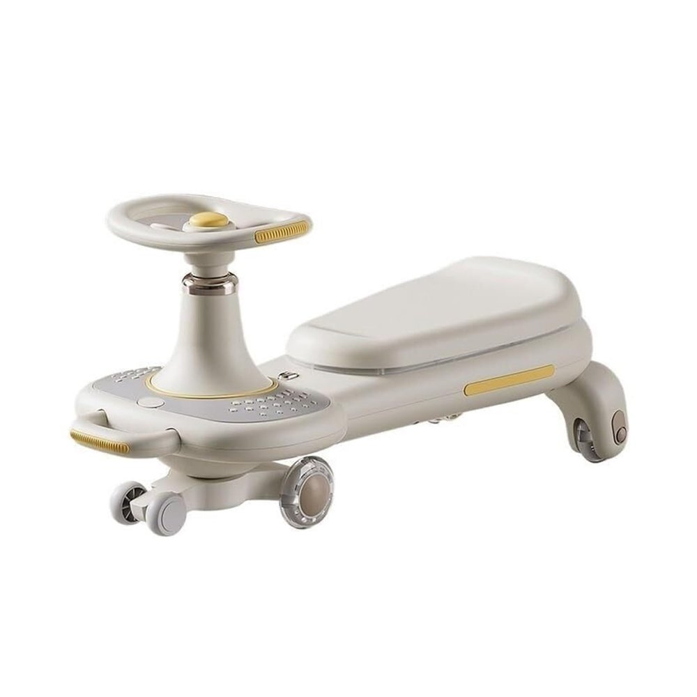 Twist car Wiggle Car with Music Lights Silent Wheels Trailer Anti-Rollover for Boys Girls Ages 3-8 Indoor/Outdoor Toy Ride on Toy(White,Style 4)