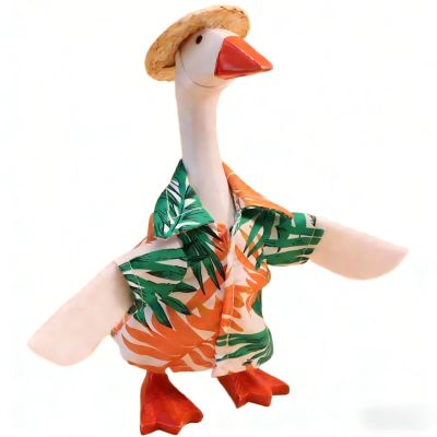 7-Inch Desk Goose Outfit - Palm Print Shirt Hawaiian Style Desk Goose Costumes, Summer Vacation Clothes for Magnetic Desktop Goose Statue, Home Office Table Decor Holiday Party Photo Prop Accessories