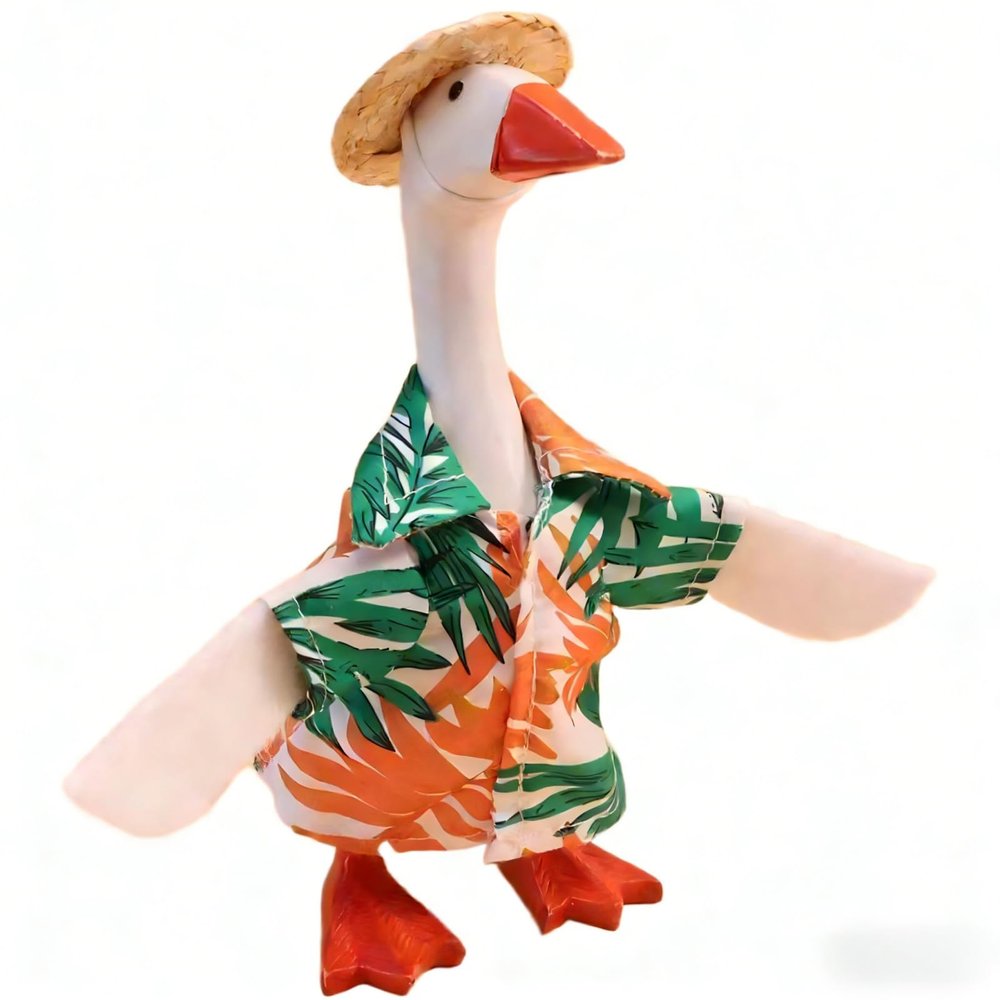 7-Inch Desk Goose Outfit - Palm Print Shirt Hawaiian Style Desk Goose Costumes, Summer Vacation Clothes for Magnetic Desktop Goose Statue, Home Office Table Decor Holiday Party Photo Prop Accessories