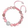Beaded Bracelets for Girls, Adjustable Pink Zebra Jasper Beaded Bracelet with Compass Four Leaf Clover Charm, Natural Stone Girls Jewelry in Pink Gift Box, Birthday Gifts for Daughter Granddaughter Friend Back to School Bracelets view 1