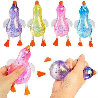 1Pcs Glitter Duck Squeeze Toys,Squeezable Stress Relief Toys for Adults,5.46in Sparkly Cute Mini Ducks,Squeeeze Fidget Toy for Party Favors ,Birthday Gifts,Christmas,Easter Egg,Classroom Prizes