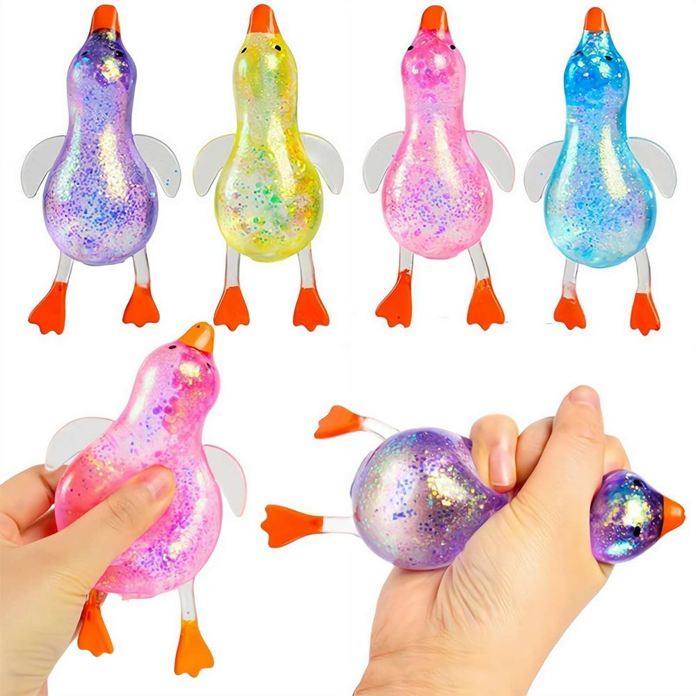1Pcs Glitter Duck Squeeze Toys,Squeezable Stress Relief Toys for Adults,5.46in Sparkly Cute Mini Ducks,Squeeeze Fidget Toy for Party Favors ,Birthday Gifts,Christmas,Easter Egg,Classroom Prizes