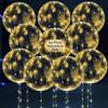 10 Pcs LED Balloons Light Up Balloons for Parties Clear 18" Balloon with Gold String Lights & Individual Switch Light Up Easter Decorations for Indoor & Outdoor Events, Batteries included view 1