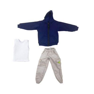 6 inch Action Figure Colthes,3 Pieces Set Casual Jacket,Vest and Pant,Miniature Clothing for Male Action Figure,1:12 Scale Figure Doll Clothing Suit. (Casual Outfit-Blue Suit)