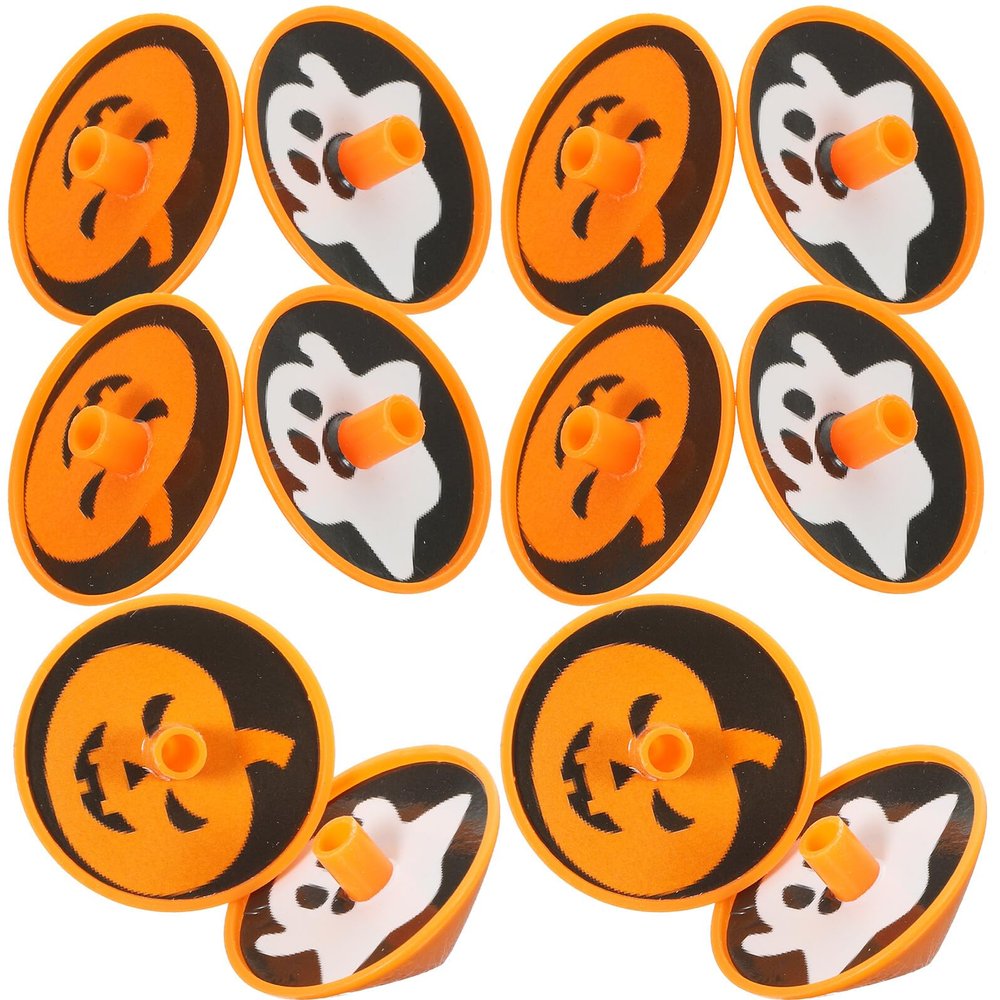FRCOLOR Halloween Party Plastic Gyro, Cartoon Finger Gyroscope Set with 12 Pieces Ghost and Pumpkin Spinning Tops, Bright s Rotating Novelty