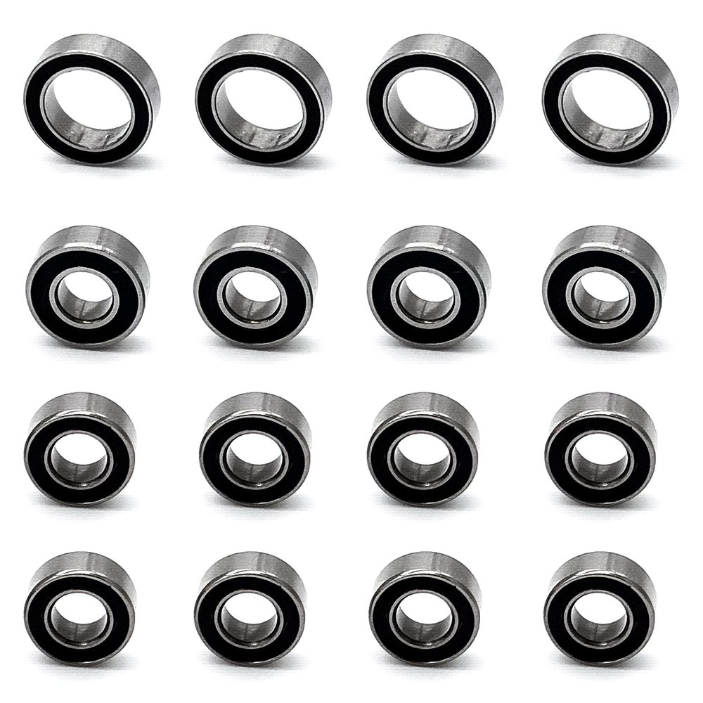 16pcs RC Ball Bearings Kit 5x10x4 5x11x4 8x12x3.5mm Rubber Sealed Compatible with Tamiya TT-02 TT02 1/10 RC Parts(TT02 Black)