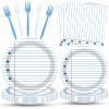 100 Pcs Back to School Party Supplies - Serves 25, Notebook Lined Paper Disposable Tableware, Includes Paper Plates, Napkins, and Plastic Forks for Kids Birthday, Classroom, Teacher Themed Decoration view 1