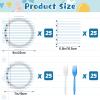 100 Pcs Back to School Party Supplies - Serves 25, Notebook Lined Paper Disposable Tableware, Includes Paper Plates, Napkins, and Plastic Forks for Kids Birthday, Classroom, Teacher Themed Decoration view 2