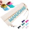 Cosblank Mahjong Rack Bag with 4 Divider Pockets Canvas Drawstring Mahjong Game Rack & Pushers Storage Bag Fits All Types of Racks Protective Sleeve for Game Night Travel(White) view 1