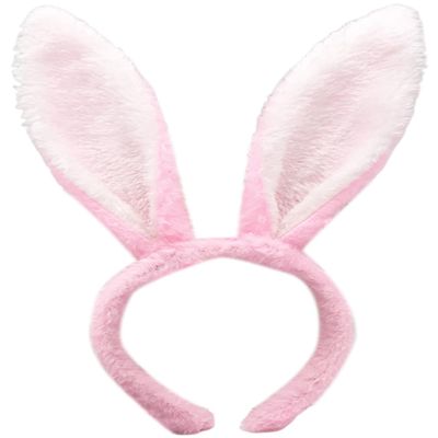 NEREIDS NET Plush Bunny Ears Headband, Easter Cute Rabbits Ears Hairbands for Easters Kids Game and Easter Party Favors Pink