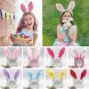 NEREIDS NET Plush Bunny Ears Headband, Easter Cute Rabbits Ears Hairbands for Easters Kids Game and Easter Party Favors Pink view 2