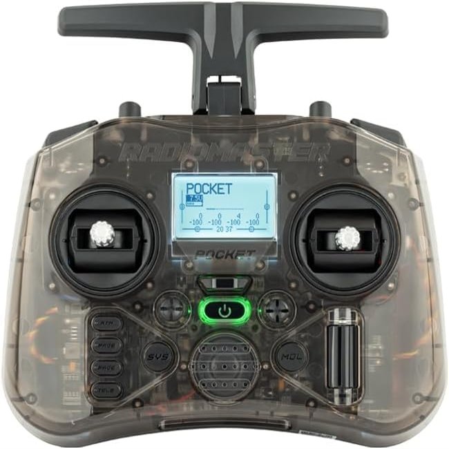 Radiomaster Pocket Hall Gimbal Transmitter Remote Control Portable Lightweight Built in LED Light Foldable Antenna Mode 2 (CC2500-Charcoal)