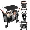 Foldable Wagon Stroller, 4 Seats Stroller Wagon for 0-6 Years Old, 35.4x24.8x44.09in Premium All Terrain Wagon for Kids with Adjustable Handle, Side Organize Bag, Disassemble the Seat view 1
