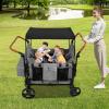 Foldable Wagon Stroller, 4 Seats Stroller Wagon for 0-6 Years Old, 35.4x24.8x44.09in Premium All Terrain Wagon for Kids with Adjustable Handle, Side Organize Bag, Disassemble the Seat view 2