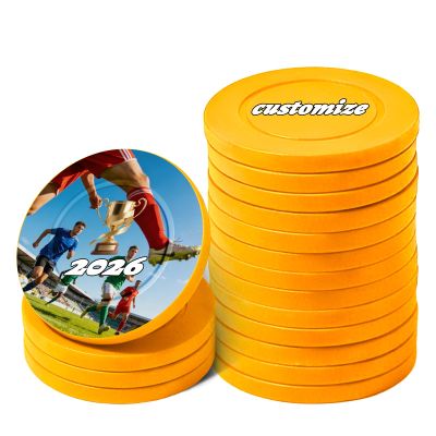 37 & 40MM Personalized Plastic Poker Chips - Double-Sided Full Color Custom Poker Chips with Logo & Text 100-1000PCS Bar Tokens for Club Games, Poker Nights & Casino Decorations (Yellow, 40MM)
