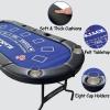 8 Player Folding Poker Table with 2 Interchangeable Game mats, Texas Holdem Poker and Blackjack, Collapsible Casino Table with Padded Rails and XXL Cup Holders for Wine and Whiskey Glasses (71 inch) view 2