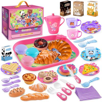 43 Pcs Animal Picnic Themed Tea Party Set for Little Girls & Toddlers