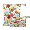 Hezely Roses and Tulips 2 Pack Cloth Diaper Wet Dry Bags,Waterproof Wet Bag for Baby,Travel, Beach, Pool, Diapers, Dirty Yoga Gym Clothes view 1