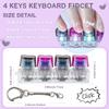 2 Pcs Keyboard Fidget Tool, Fidget Keychain Keyboard with LED Lights,Heart Shape Keyboard Clicker Fidget Light Up, Loud Decompression Button Finger Clicker Stress Relief Device 4-in-1 for Adult view 2