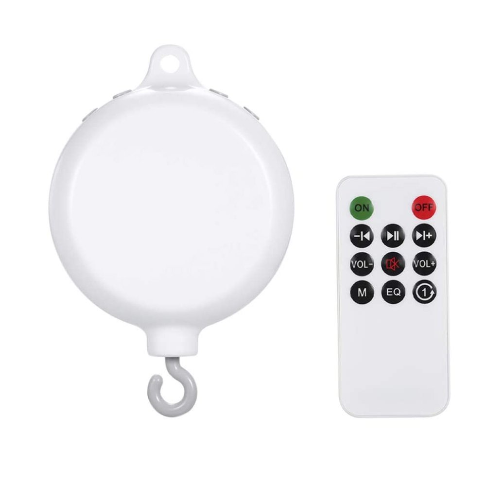 Baby Crib Toy, Rotary Crib Bed Toy Musical Mobiles Music Box Remote Control Movement Bells for Kids with USB Line