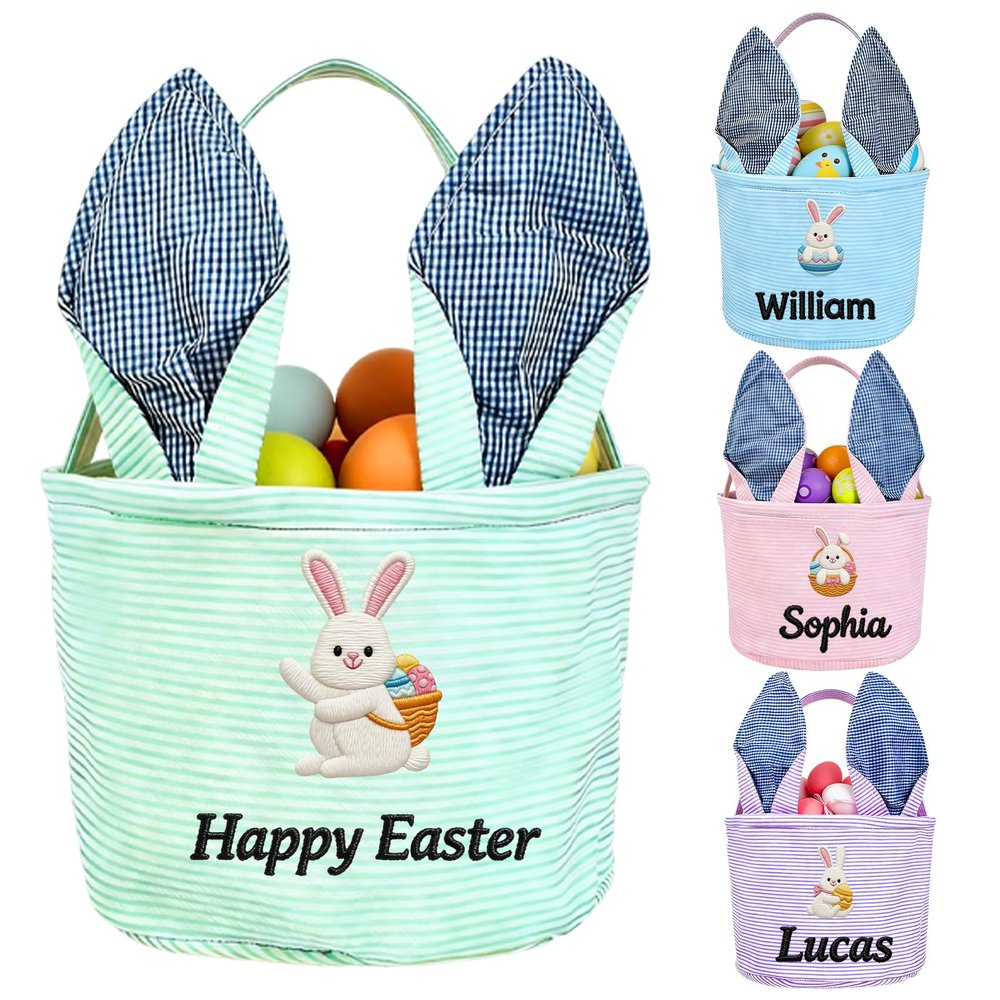 Personalized Easter Basket, Custom Easter Basket with Name and Photo
