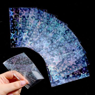 100 PCS Photocard Sleeves, 2.4x3.5inch Laser Flashing Card Sleeve Holder Rainbow Star Heart Flower Cards Protector Holographic Card Sleeve Microns Ultra Thick Sleeves Mini Photo Cards
