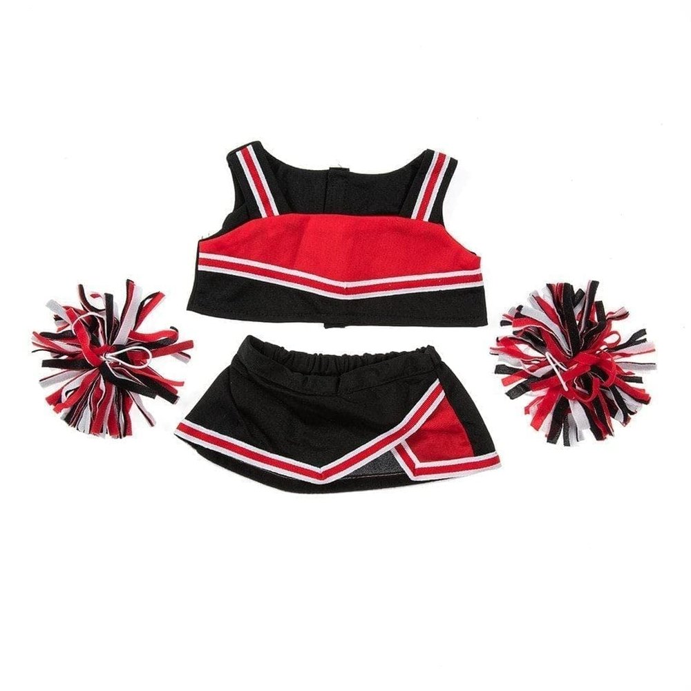 Black and Red Cheerleader Outfit for 14 to 18 INCH Plush Bear Doll Clothing Cheerleader Dress Up Costume for Stuffed Animals Plush Toy Clothes Cheer Outfit Gift for ids