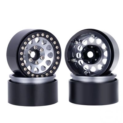 1.9 Beadlock Wheels for 1/10 RC Crawler, Aluminum 1.9 RC Wheel Rims with 12mm Hex, Metal Beadlock Wheel Set for 1/10 RC Rock Crawler, 4PCS (Titanium)