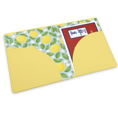 AmazingSpark Mahjong Card Sleeve, 11.25 x 7 Inches Large Folio Holder with Elegant Floral Print Lining for Mahjong Scorecard Cards Protective Cover Mahjongg Accessories (Yellow,Lemon)