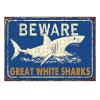 EVRISIGN 1000 Pieces Wooden Jigsaw Puzzle Beware Great White Sharks Sign a Shark Illustration Stress Relief Activity Creative Thinking Development 29.5x19.7 Inch view 1