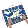 EVRISIGN 1000 Pieces Wooden Jigsaw Puzzle Beware Great White Sharks Sign a Shark Illustration Stress Relief Activity Creative Thinking Development 29.5x19.7 Inch view 4