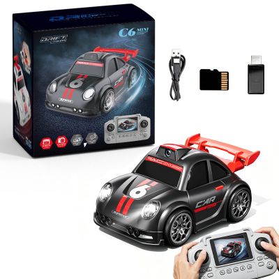 Hylukon Mini RC Drift Cars, Tabletop Drifting RC Car with Real Time Camera Transmission, Dynamic Light and Sound Effects, Remote Controlled Drift Car with Follow and Escape Modes (Black)