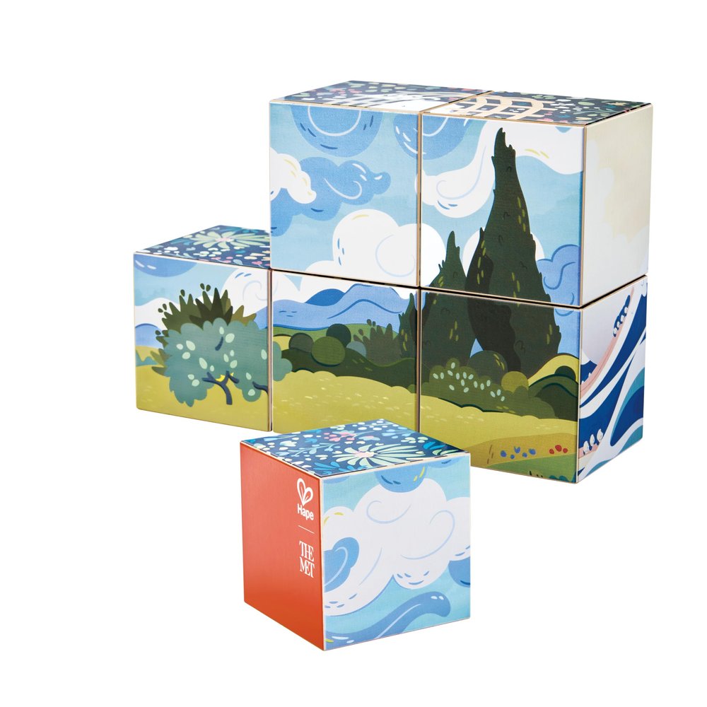 Hape x The Met 6-in-1 Art Puzzle Cubes Turn & Match Iconic Works of Art, Ages 2-4Y