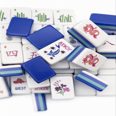 Azure Blossom Mahjong Tile Set