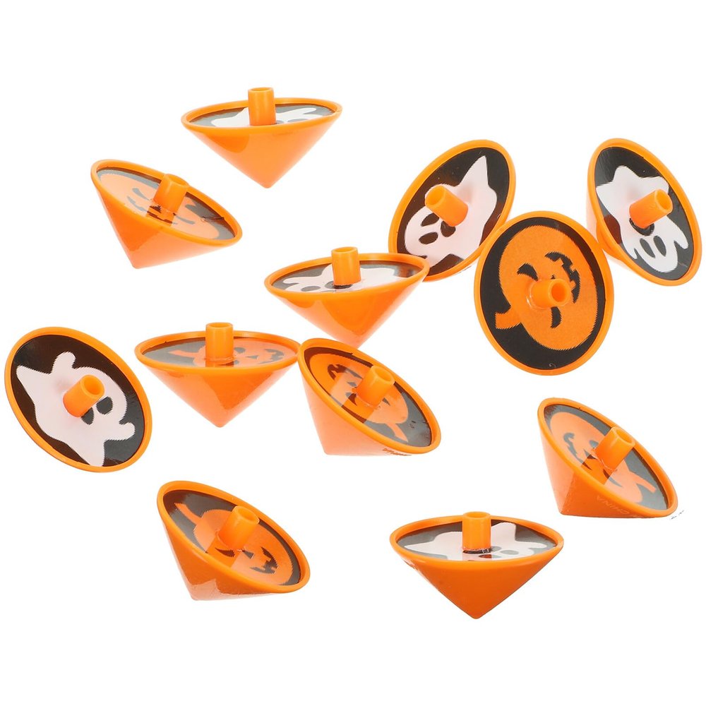 GATHINESS Halloween Party Cartoon Plastic Gyro, Rotating Decompression Gyroscopes with Ghost and Pumpkin Design, 12pcs Stress Relief Spinning Tops for Classroom and Party Favors