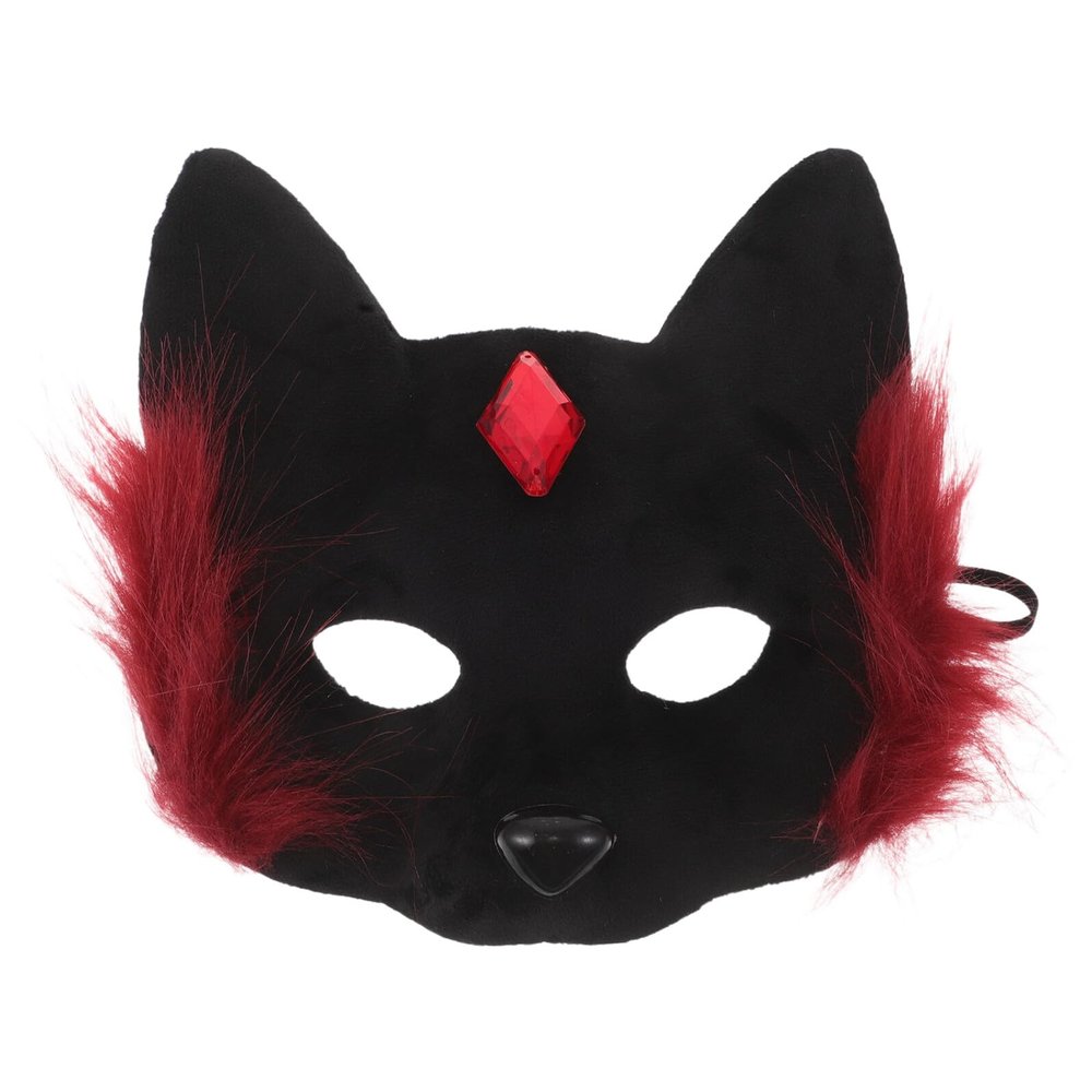 Beaupretty Cat Half Face for Women, Two-tone Animal Cosplay Accessory, Halloween Party Costume Dress-up Mask