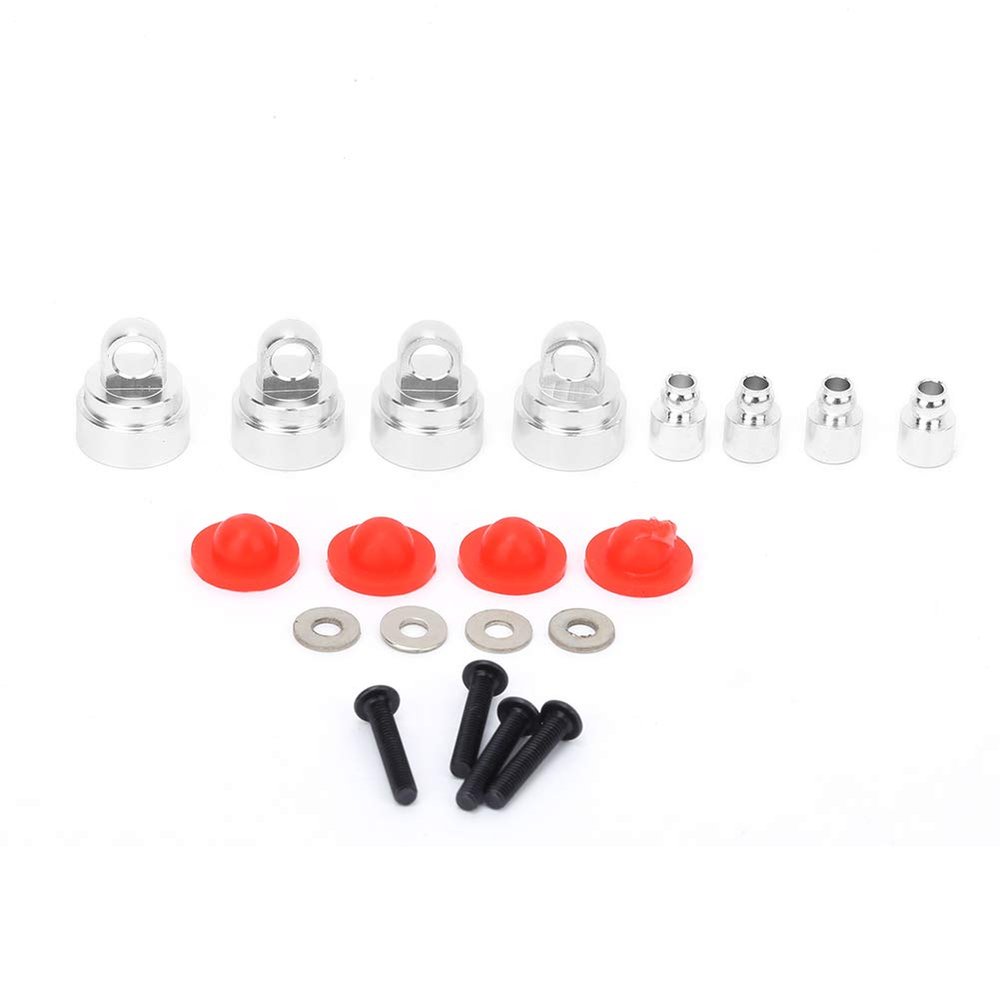 Shock Cap RC Spare Parts for 1/10 ECX 2WD RC Car, Aluminum Alloy Upgrade Accessory with Anodized Finish, CNC Precision Machined Shock Cap Set for Hobby RC Vehicles (Silver ECX1037S)