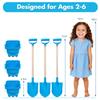 CHEERBANK Beach Buckets and Shovels for Kids, 3 Packs Long Plastic Shovels and Castle Sand Pails, Heavy Duty Sandbox Toys for Digging, Sandcastle Building Summer Outdoor Gift view 2